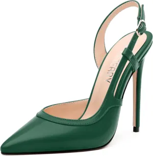 SKYSTERRY Women's Slingback Heels Closed Pointed Toe 4.7-Inch Stiletto High Heeled Pumps Sexy Wedding Party Office Work Dress Shoes
