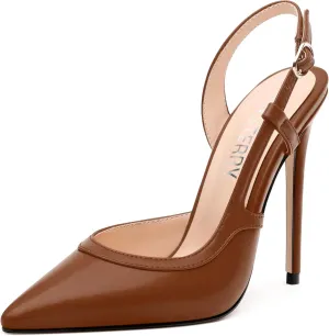 SKYSTERRY Women's Slingback Heels Closed Pointed Toe 4.7-Inch Stiletto High Heeled Pumps Sexy Wedding Party Office Work Dress Shoes