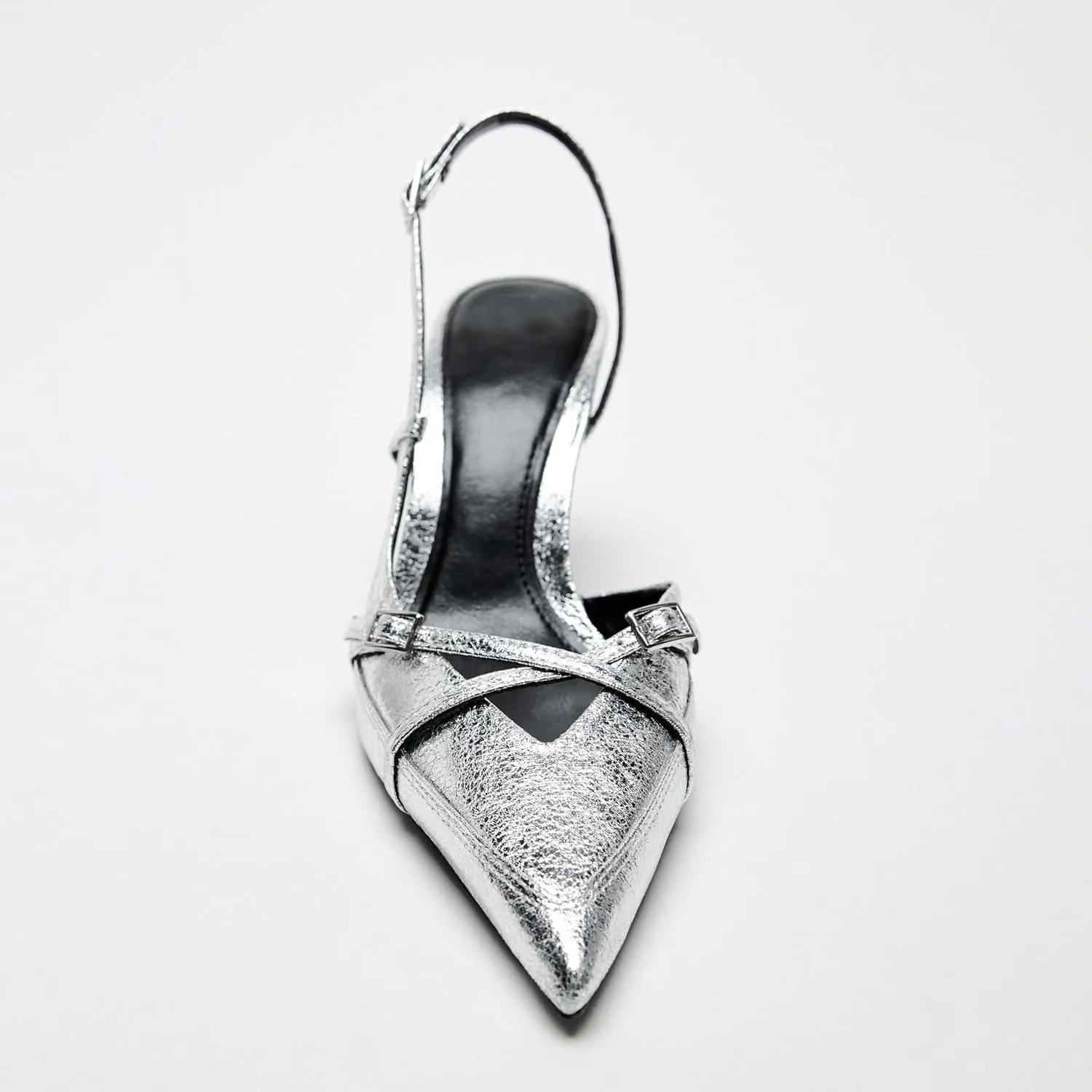 Slingback Heels for Women Closed Pointed Toe Kitten Dress Pumps with Buckle Straps Stiletto Work High Heels Denim Heeled Sandal