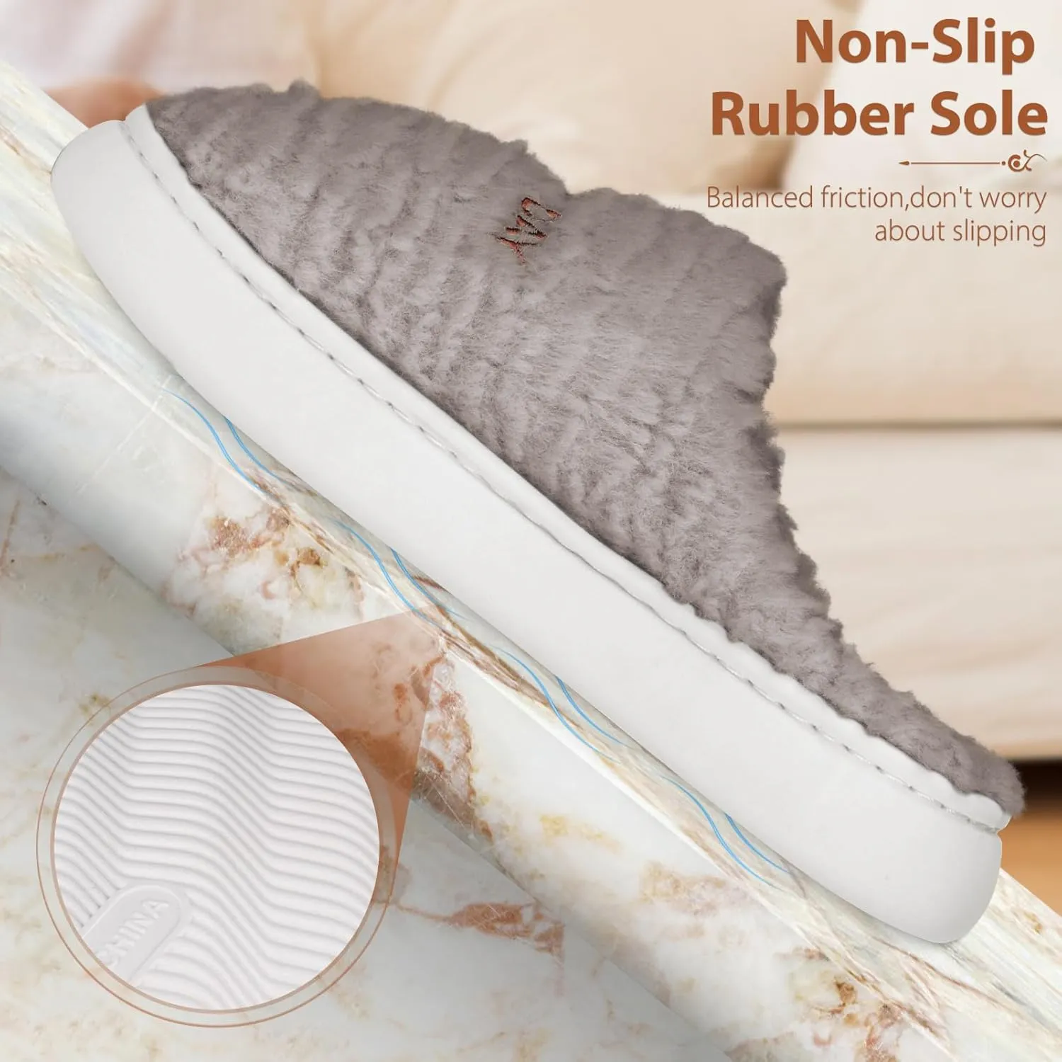 Slippers for Women-Fuzzy Memory Foam Slippers Soft Lightweight Warm Slip On House Slippers,Anti-Skid Cozy Plush for Indoor Outdoor Slipper
