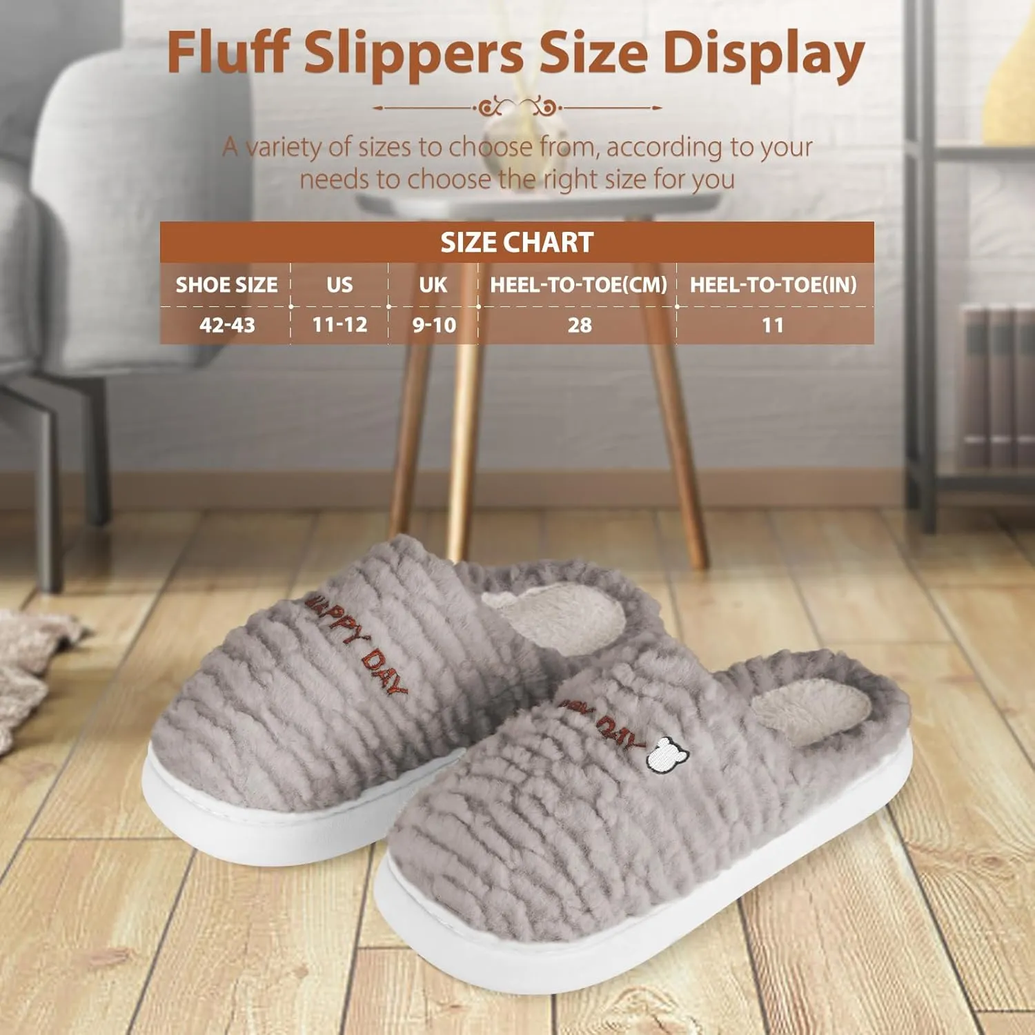 Slippers for Women-Fuzzy Memory Foam Slippers Soft Lightweight Warm Slip On House Slippers,Anti-Skid Cozy Plush for Indoor Outdoor Slipper