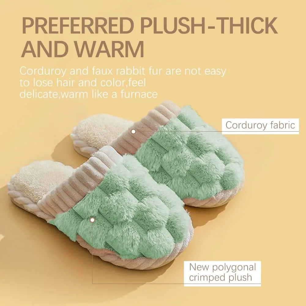 Slippers for Women,Retro Soft Plush Lightweight House Slippers Slip-on Cozy Indoor Outdoor Slippers,Slip on Anti-Skid Sole