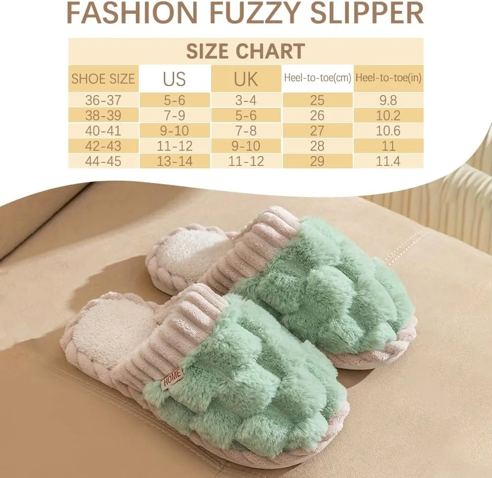 Slippers for Women,Retro Soft Plush Lightweight House Slippers Slip-on Cozy Indoor Outdoor Slippers,Slip on Anti-Skid Sole