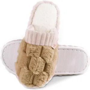 Slippers for Women,Retro Soft Plush Lightweight House Slippers Slip-on Cozy Indoor Outdoor Slippers,Slip on Anti-Skid Sole