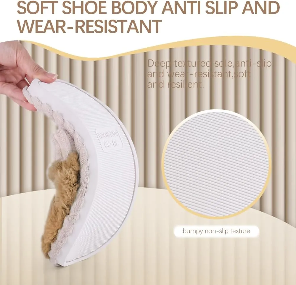 Slippers for Women,Retro Soft Plush Lightweight House Slippers Slip-on Cozy Indoor Outdoor Slippers,Slip on Anti-Skid Sole