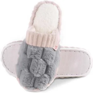 Slippers for Women,Retro Soft Plush Lightweight House Slippers Slip-on Cozy Indoor Outdoor Slippers,Slip on Anti-Skid Sole