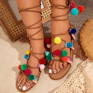 Temperament Flat Bottom Sandals for Women Elastic Slip on Comfort Casual Shoes Versatile Sandals for Women