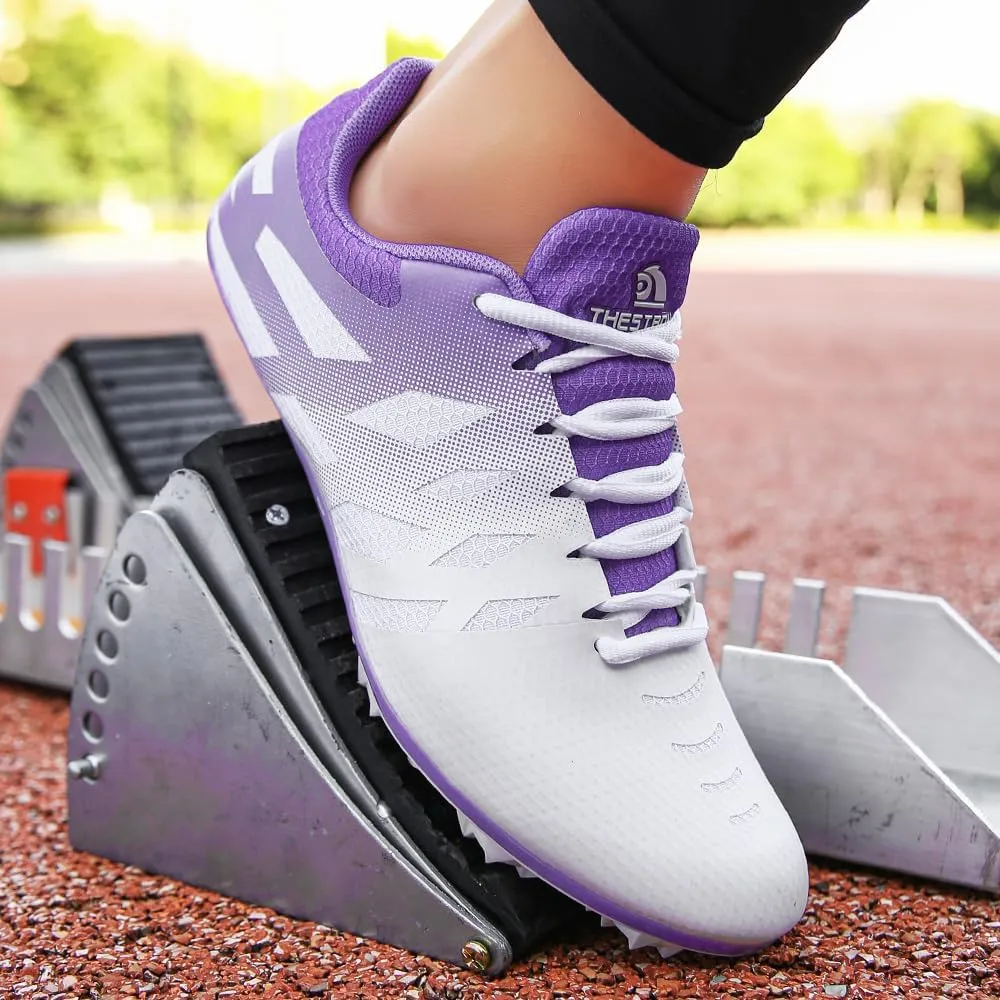 THESTRON Men Women Kids Track and Field Shoes Professional 8 Spikes Running Racing Sneakers Breathable Lightweight Sprinting Shoes