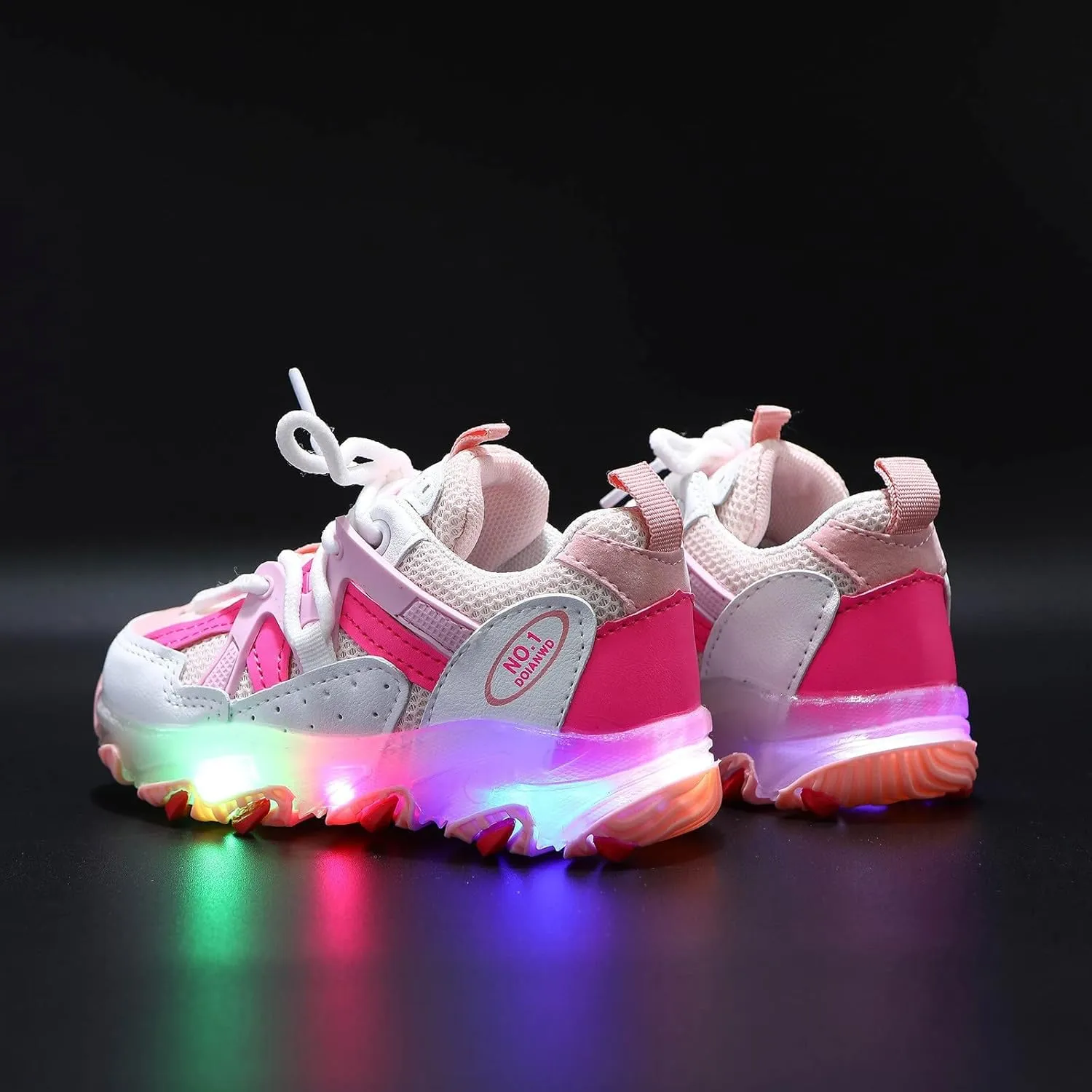 Toddler Boys Girls Light Up Shoes Kids Led Flashing Lightweight Mesh Breathable Running Sneakers with Lace-Up