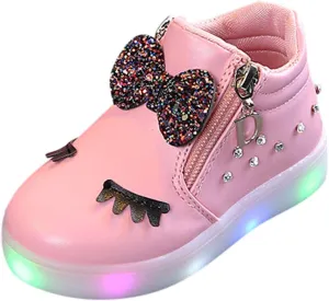 Toddler Girls Led Boots Kids Light Up Sneakers Flashing Breathable Casual Sport Walking Shoes Outdoor Water Shoes
