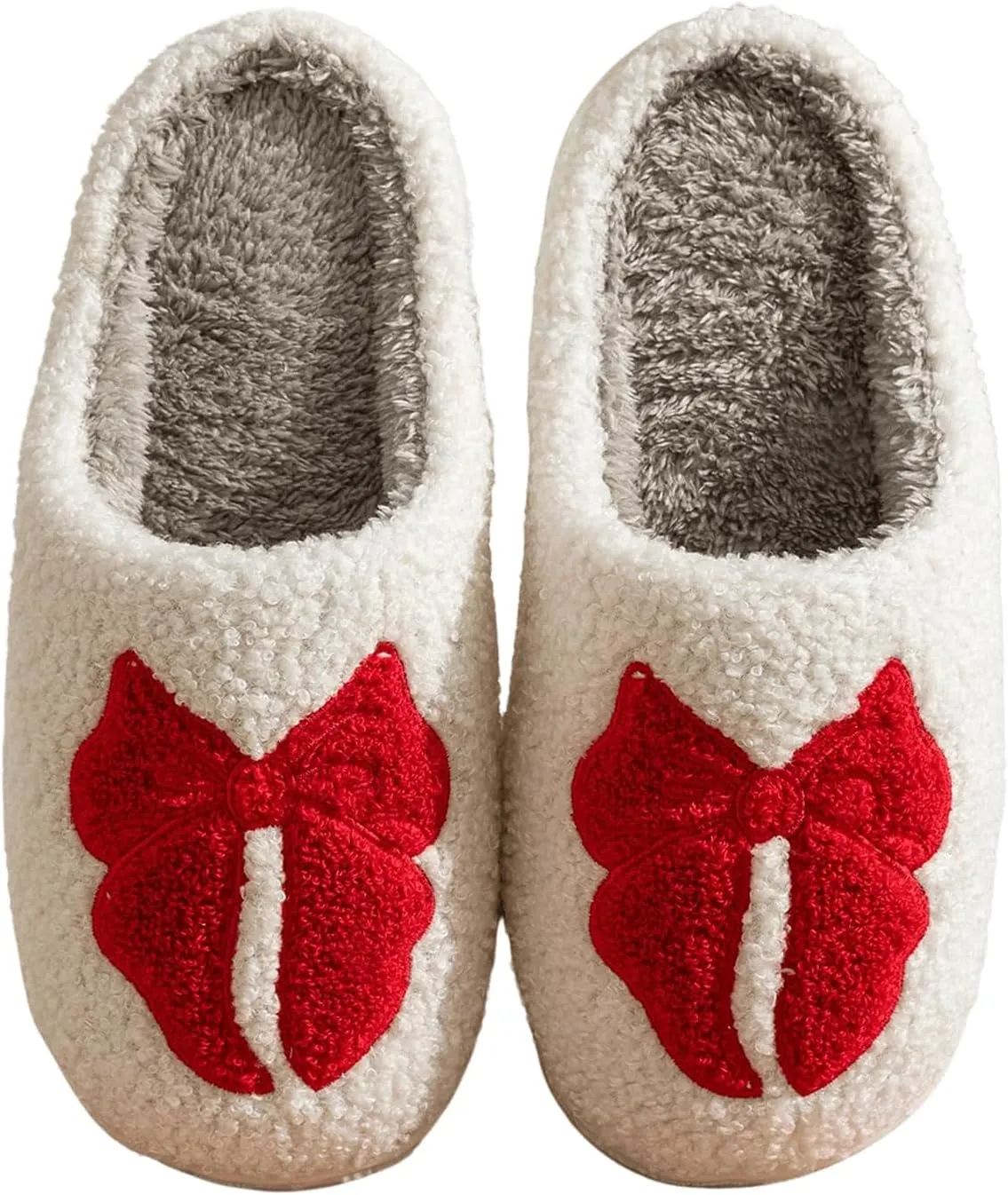 Verdusa Women's Bow Fuzzy Bedroom Slippers Warm Indoor Home Slipper Shoes
