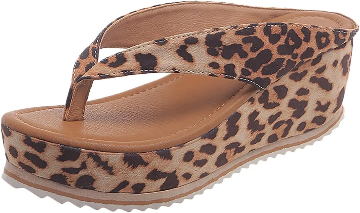 Wedge Sandals for Women 2024 Comfortable Platform Thong Flip Flops Casual Summer Dress Sandals Slip On Beach Slippers