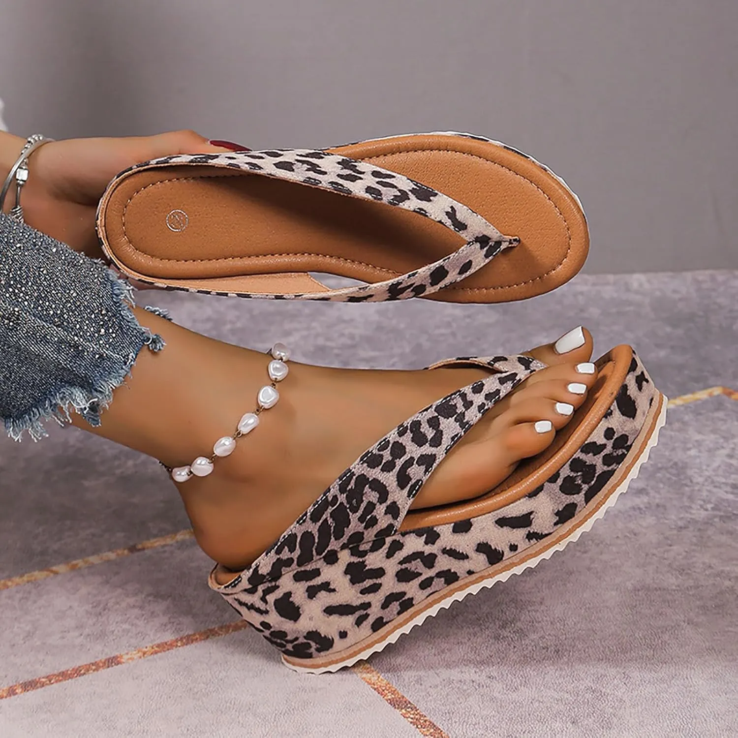 Wedge Sandals for Women 2024 Comfortable Platform Thong Flip Flops Casual Summer Dress Sandals Slip On Beach Slippers