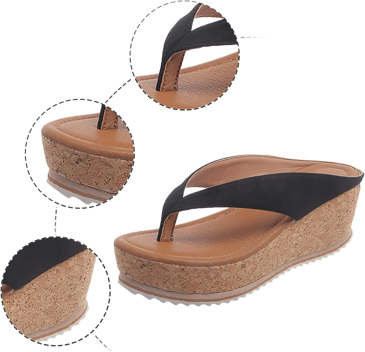 Wedge Sandals for Women 2024 Comfortable Platform Thong Flip Flops Casual Summer Dress Sandals Slip On Beach Slippers