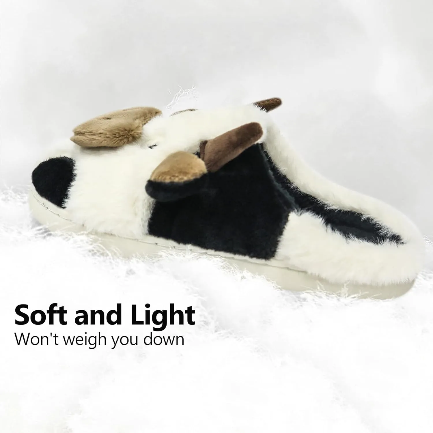 Women Cute Animal Cow Slippers - Cartoon Indoor Outdoor Man Cotton House Fuzzy Comfortable Slides