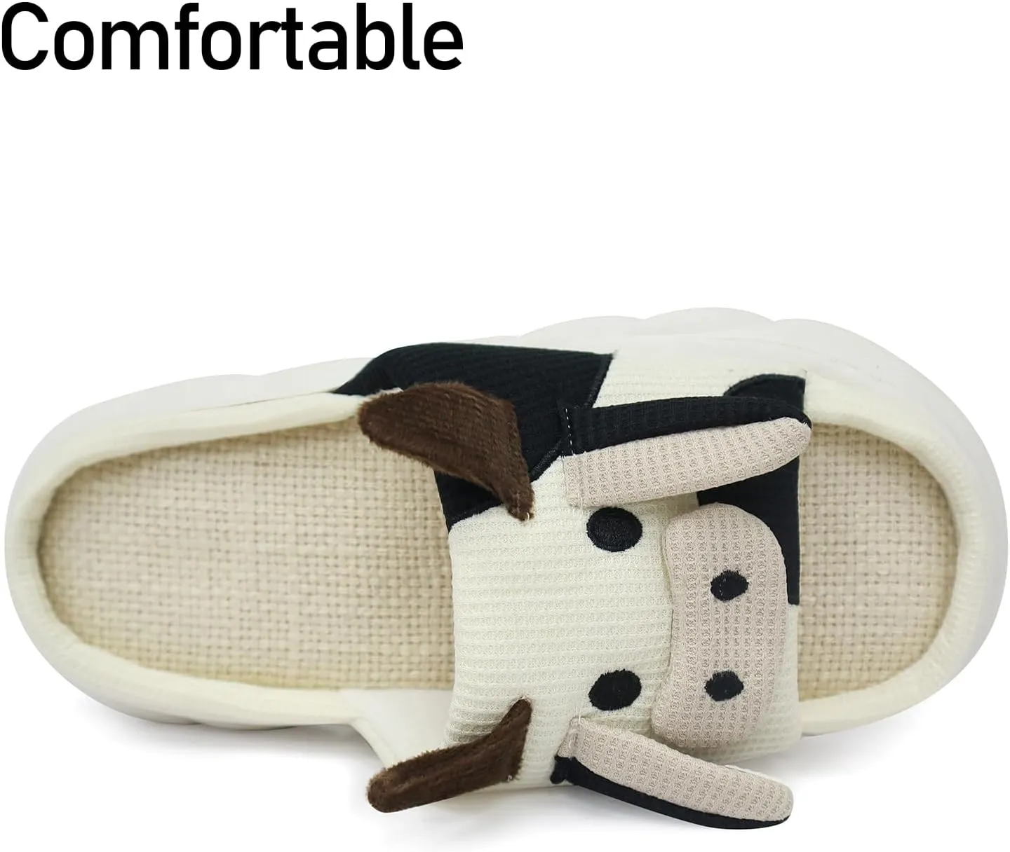 Women Cute Animal Cow Slippers - Cartoon Indoor Outdoor Man Cotton House Fuzzy Comfortable Slides
