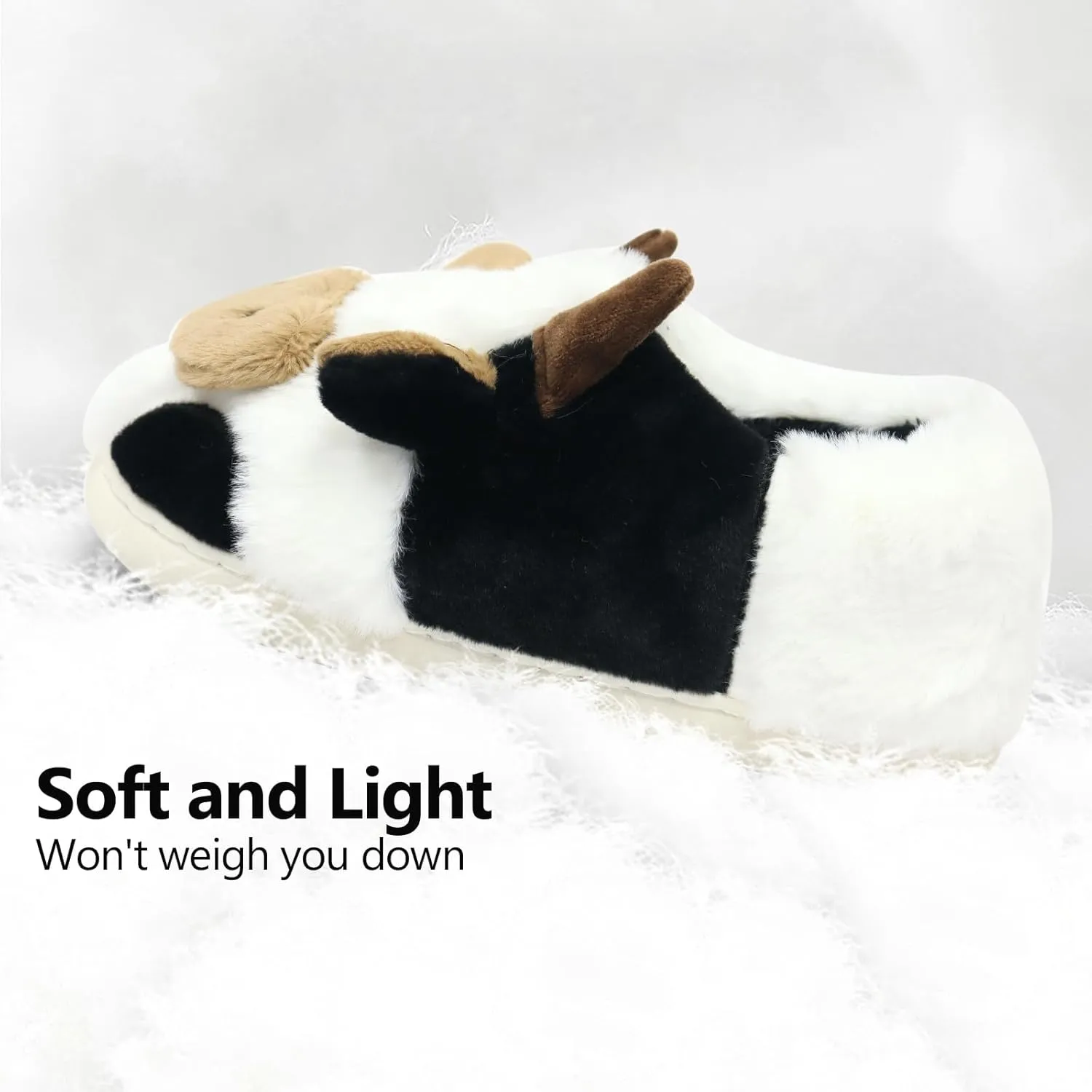 Women Cute Animal Cow Slippers - Cartoon Indoor Outdoor Man Cotton House Fuzzy Comfortable Slides