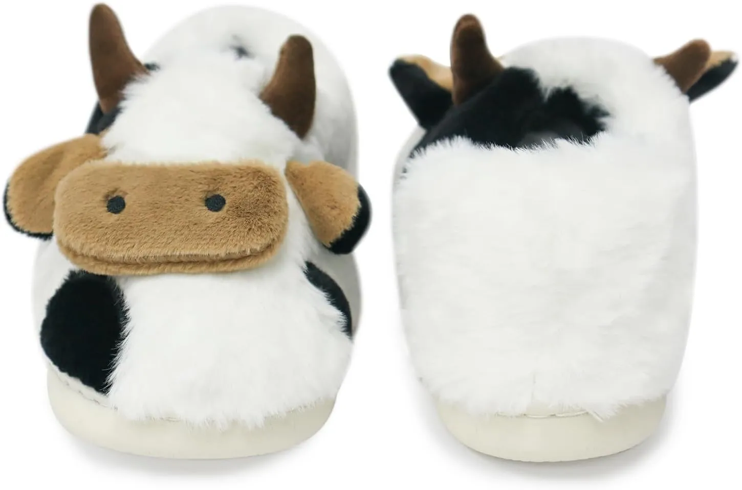 Women Cute Animal Cow Slippers - Cartoon Indoor Outdoor Man Cotton House Fuzzy Comfortable Slides