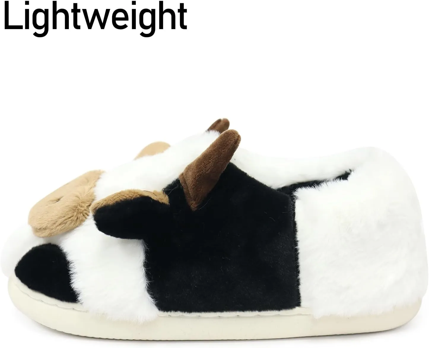 Women Cute Animal Cow Slippers - Cartoon Indoor Outdoor Man Cotton House Fuzzy Comfortable Slides
