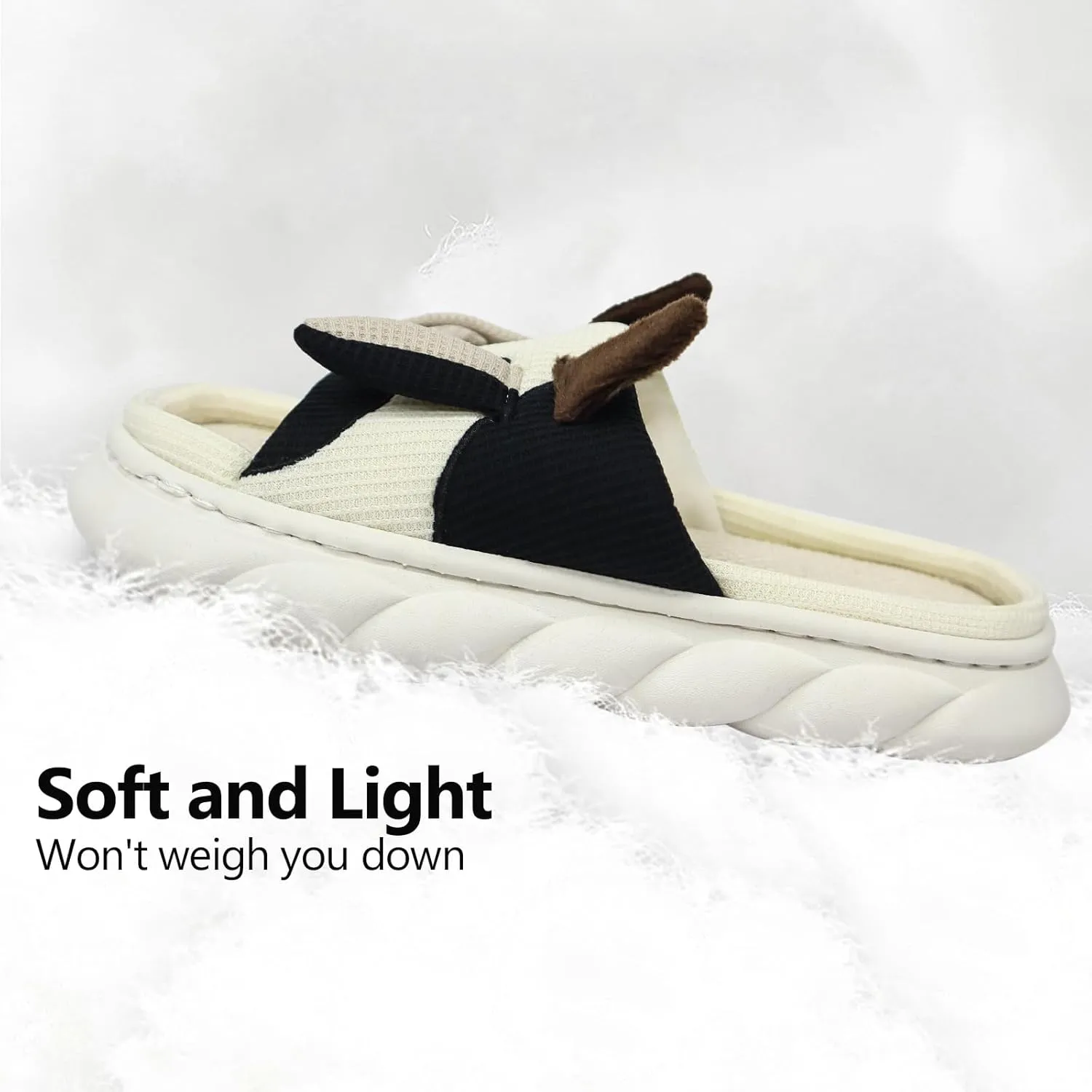 Women Cute Animal Cow Slippers - Cartoon Indoor Outdoor Man Cotton House Fuzzy Comfortable Slides