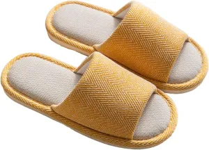 Women House Slippers Mens Bedroom Indoor ShoesLinen Fabric Slippers Soft Non-Slip Shoes Open-Toe Home Shoes
