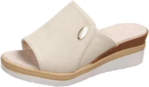 Women Wedge Sandals Slip-on Espadrille Bohemia Platform Sandals Dress𝐲 Summer Outdoor Open Toe Canvas Slides Comfort Walking Beach