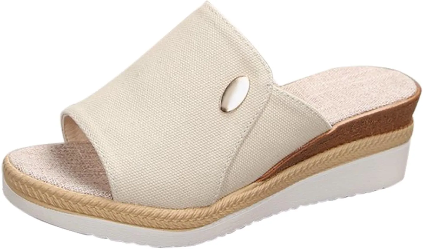 Women Wedge Sandals Slip-on Espadrille Bohemia Platform Sandals Dress𝐲 Summer Outdoor Open Toe Canvas Slides Comfort Walking Beach