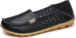 Womens Boat Shoes Casual Breathable Loafers for Walking Slip On Nurse Shoes Comfortable Flat Sandals Hollow Out Faux Leather Summer Shoe for All Day Wear