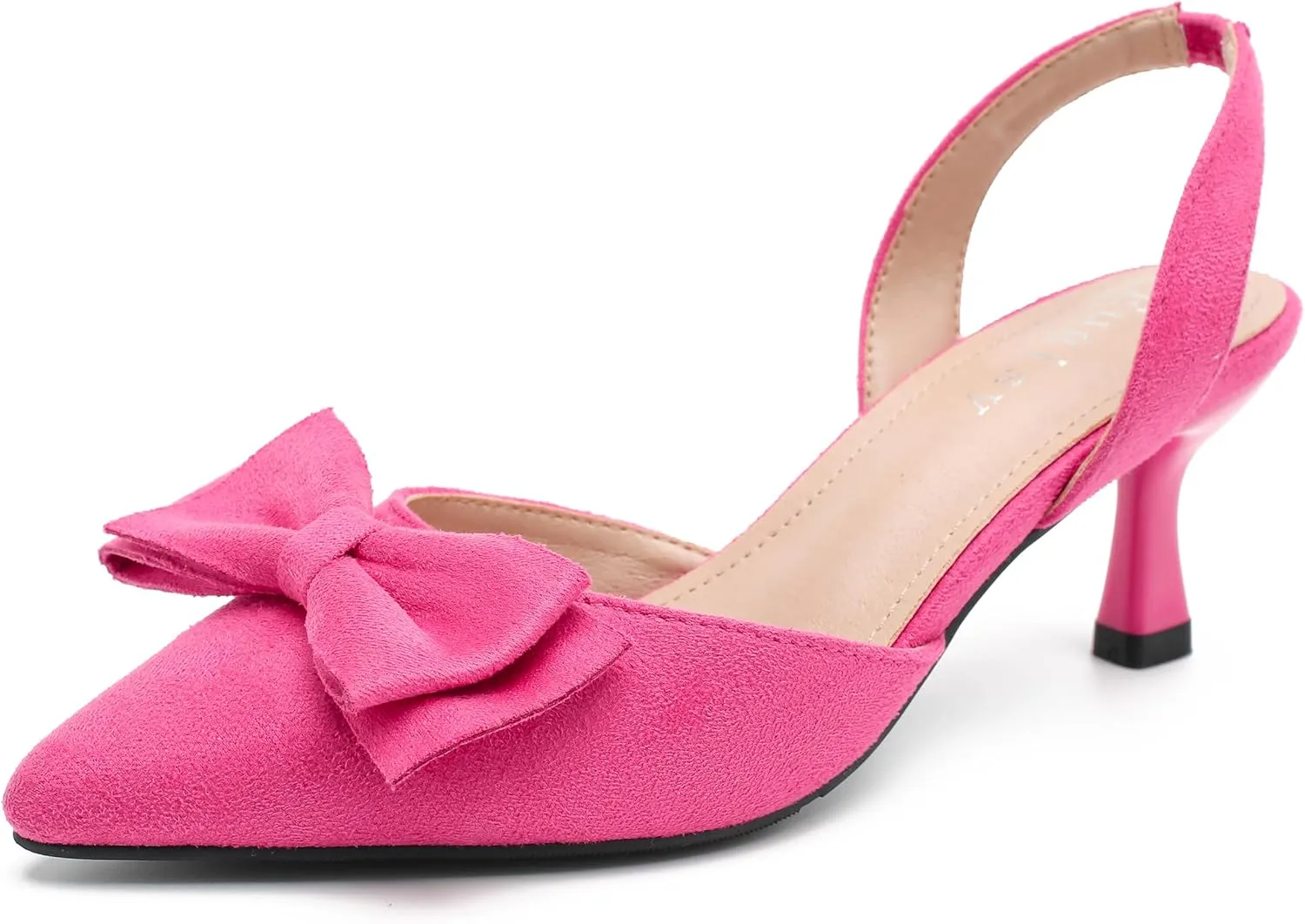 Women's Bow Slingback Heels Kitten Pumps Slip On Closed Pinted Toe Low Heels D'Orsay Comfortable Elegant Dress Wedding Party Shoes