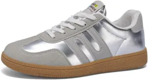 Women's Classic Retro Sneakers - Genuine Leather Casual Tennis & Skate Shoes with Gum Sole, Anti-Slip Walking Trainers