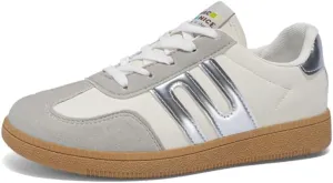 Women's Classic Retro Sneakers - Genuine Leather Casual Tennis & Skate Shoes with Gum Sole, Anti-Slip Walking Trainers
