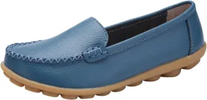 Women's Comfortable Loafers Soft Leather Slip on Casual Outdoor Sandals Round Toe Driving Flat Work Walking Shoes for Women Dressy Low Heels Orthopedic Sandals ﻿