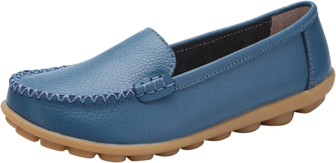 Women's Comfortable Loafers Soft Leather Slip on Casual Outdoor Sandals Round Toe Driving Flat Work Walking Shoes for Women Dressy Low Heels Orthopedic Sandals ﻿