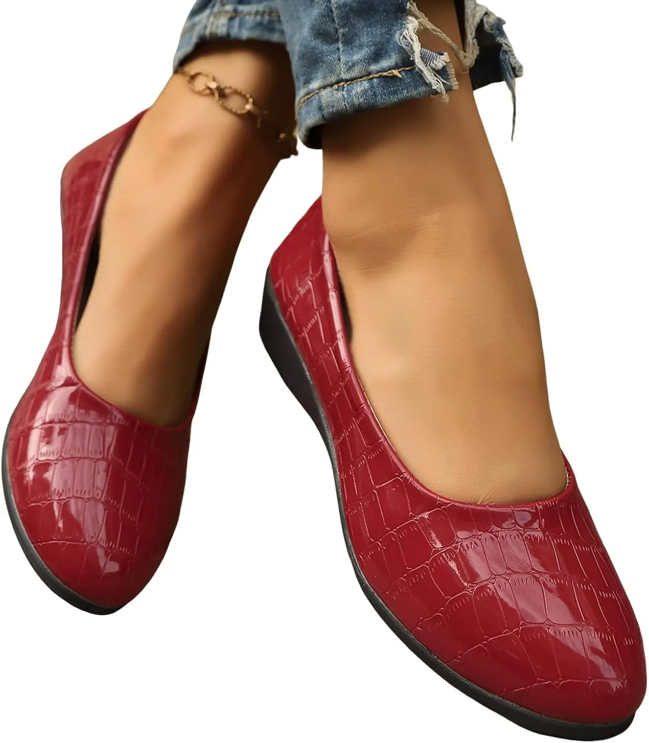 Women's Comfortable Loafers Soft Leather Slip on Casual Outdoor Sandals Round Toe Driving Flat Work Walking Shoes for Women Dressy Low Heels Orthopedic Sandals ﻿