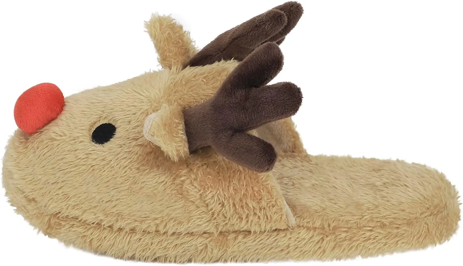 Womens Cute Reindeer Antlers House Slippers Funny Christmas Deer Horn Ear Indoor Home Shoes Plush Fuzzy Warm Bedroom Slippers