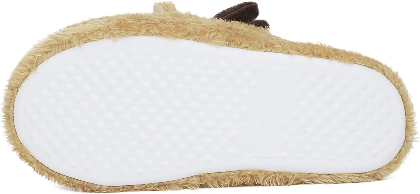 Womens Cute Reindeer Antlers House Slippers Funny Christmas Deer Horn Ear Indoor Home Shoes Plush Fuzzy Warm Bedroom Slippers