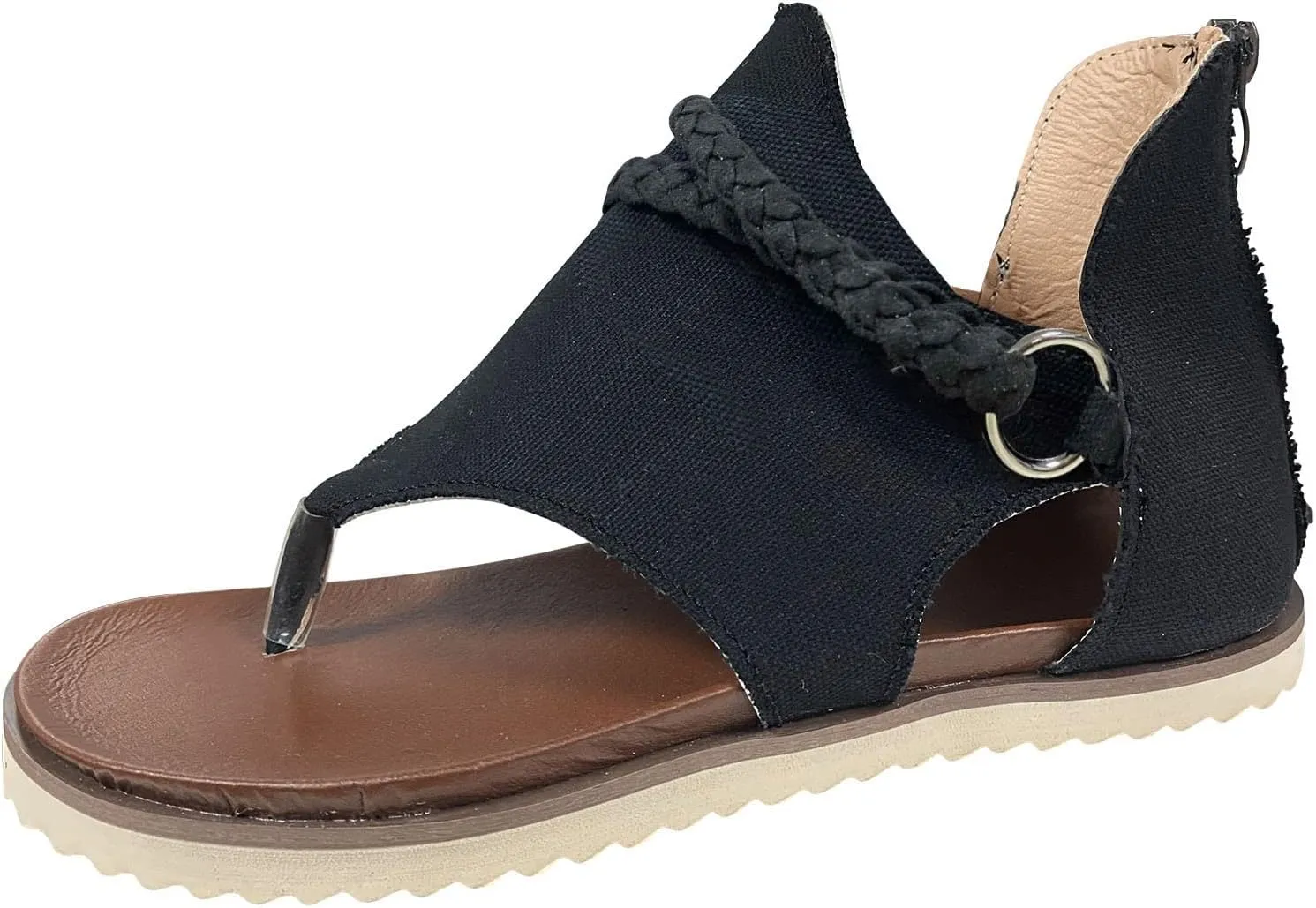 Women's Elastic Ankle Strap Flat Sandals Comfortable Casual Summer Cool Shoes Plantar Fasciitis Sandals