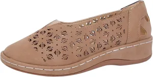 Womens Flat Sandals Slip on Platform Wedge Sandals Hollow Out Breathable Loafers, Wide Closed Toe Flat Wedges Non-Slip Orthopedic Shoes Beach Outdoor Walking Slippers
