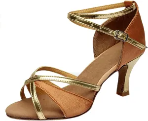 Women's Low Heel Peep Toe Ankle Buckle Kitten Heel Sparkly Glitter Wedding Dress Pumps Latin Ballroom Dance Shoes