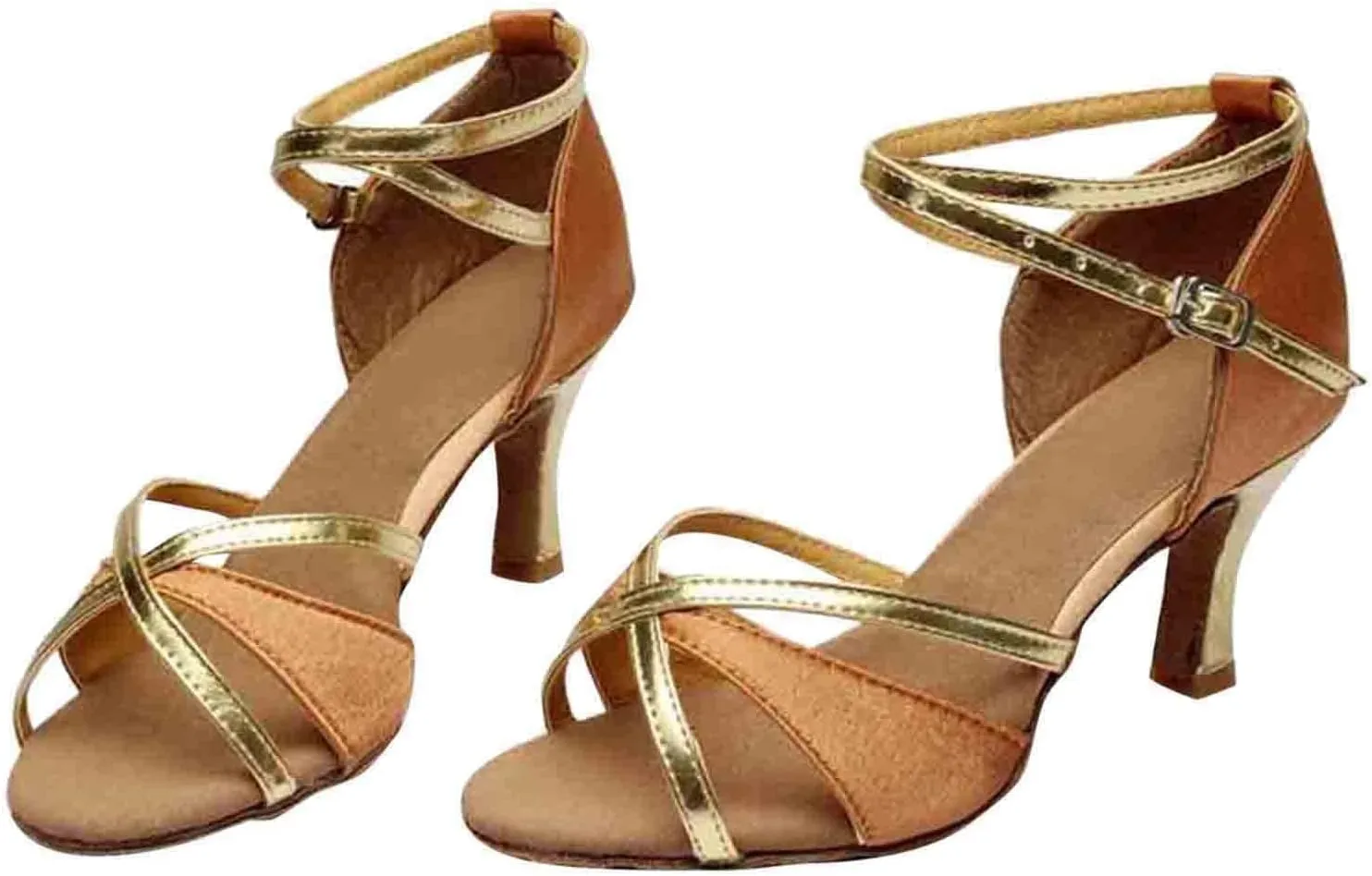 Women's Low Heel Peep Toe Ankle Buckle Kitten Heel Sparkly Glitter Wedding Dress Pumps Latin Ballroom Dance Shoes