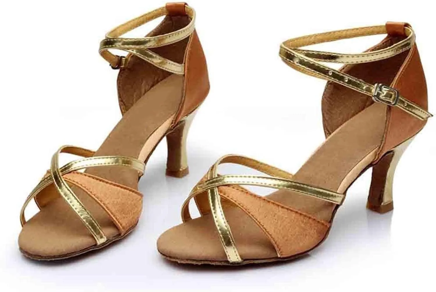 Women's Low Heel Peep Toe Ankle Buckle Kitten Heel Sparkly Glitter Wedding Dress Pumps Latin Ballroom Dance Shoes