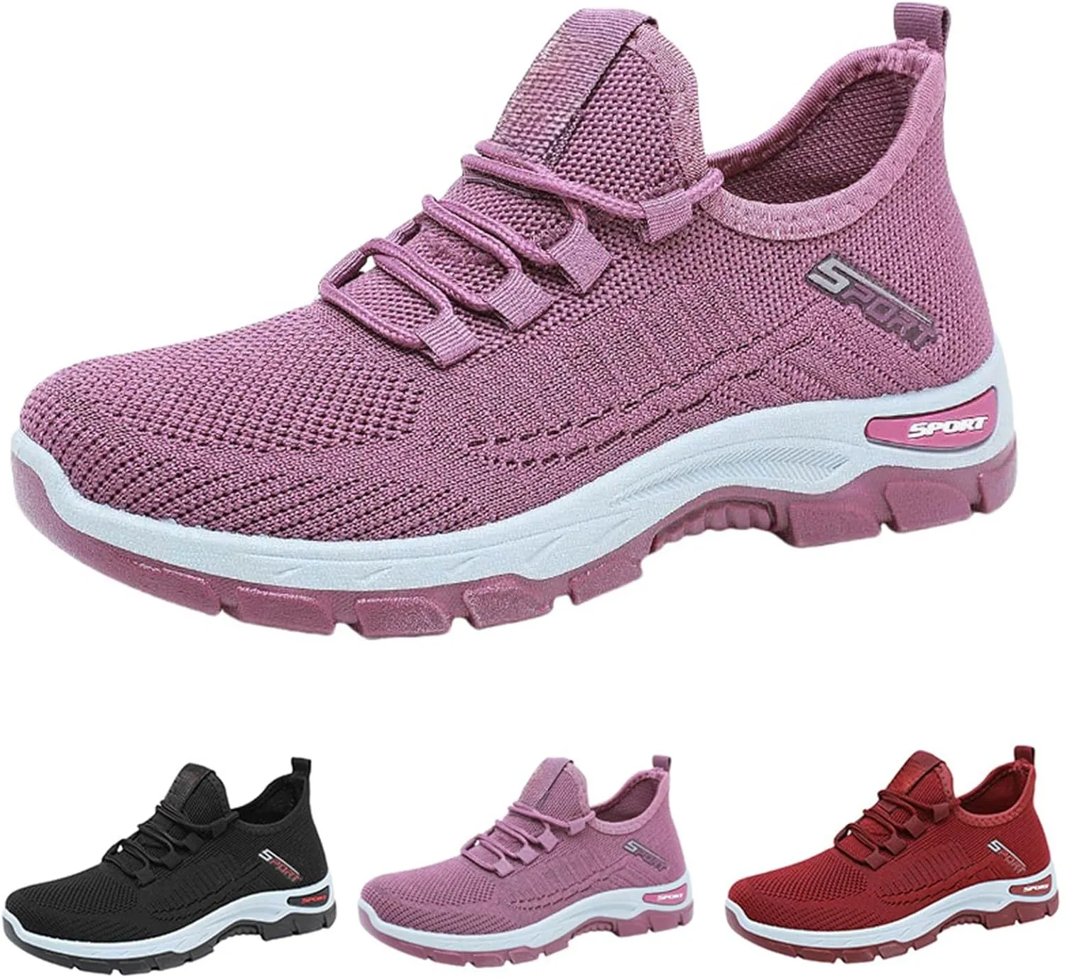 Women's Mesh Slip on Sneakers Lightweight Breathable Wide Width Walking Shoes Casual Gym Workout Tennis Footwear