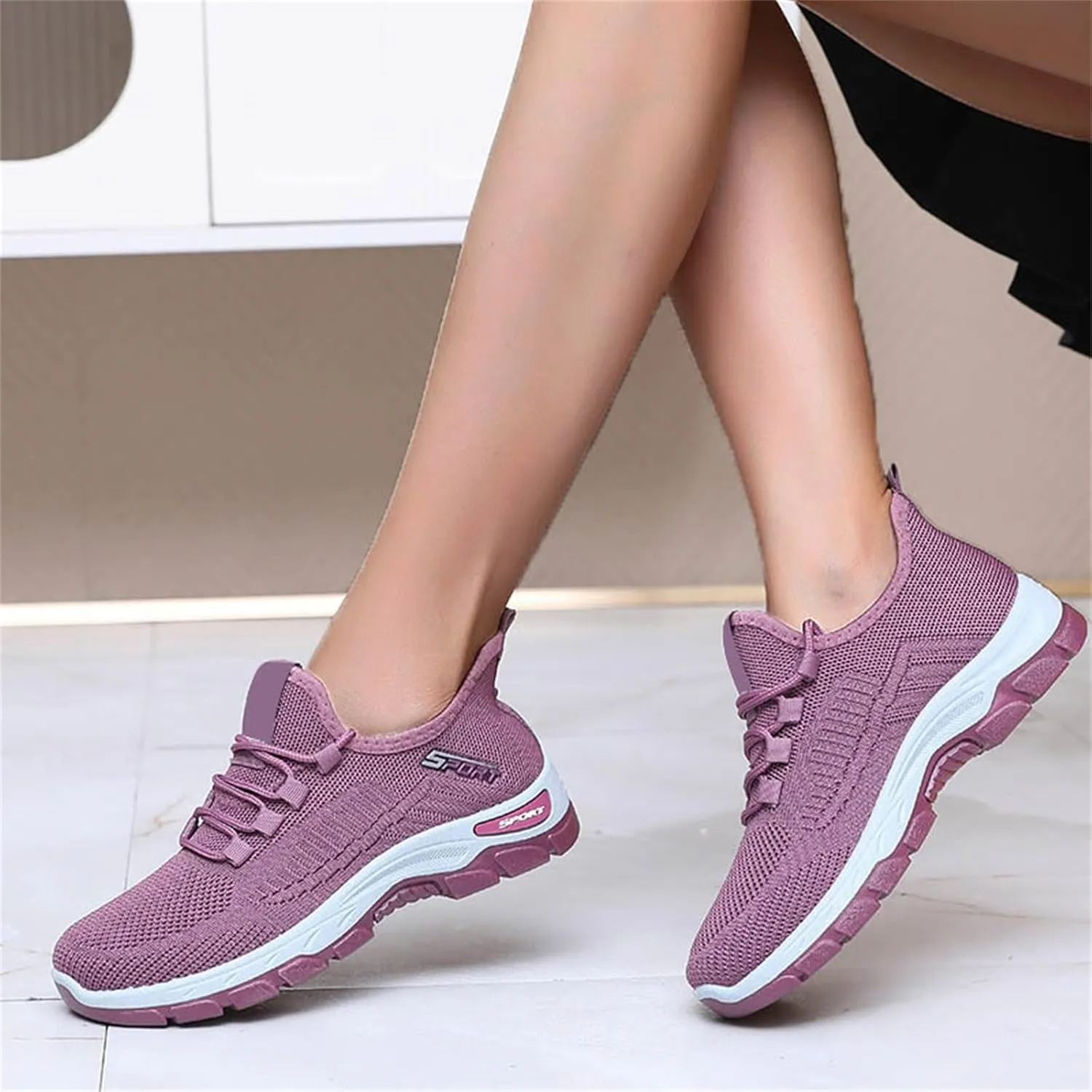 Women's Mesh Slip on Sneakers Lightweight Breathable Wide Width Walking Shoes Casual Gym Workout Tennis Footwear
