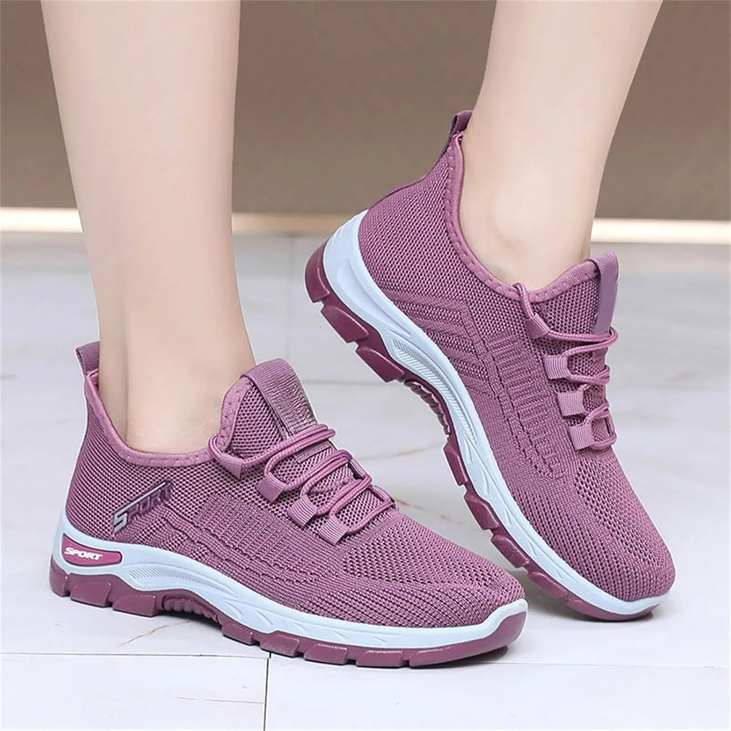 Women's Mesh Slip on Sneakers Lightweight Breathable Wide Width Walking Shoes Casual Gym Workout Tennis Footwear