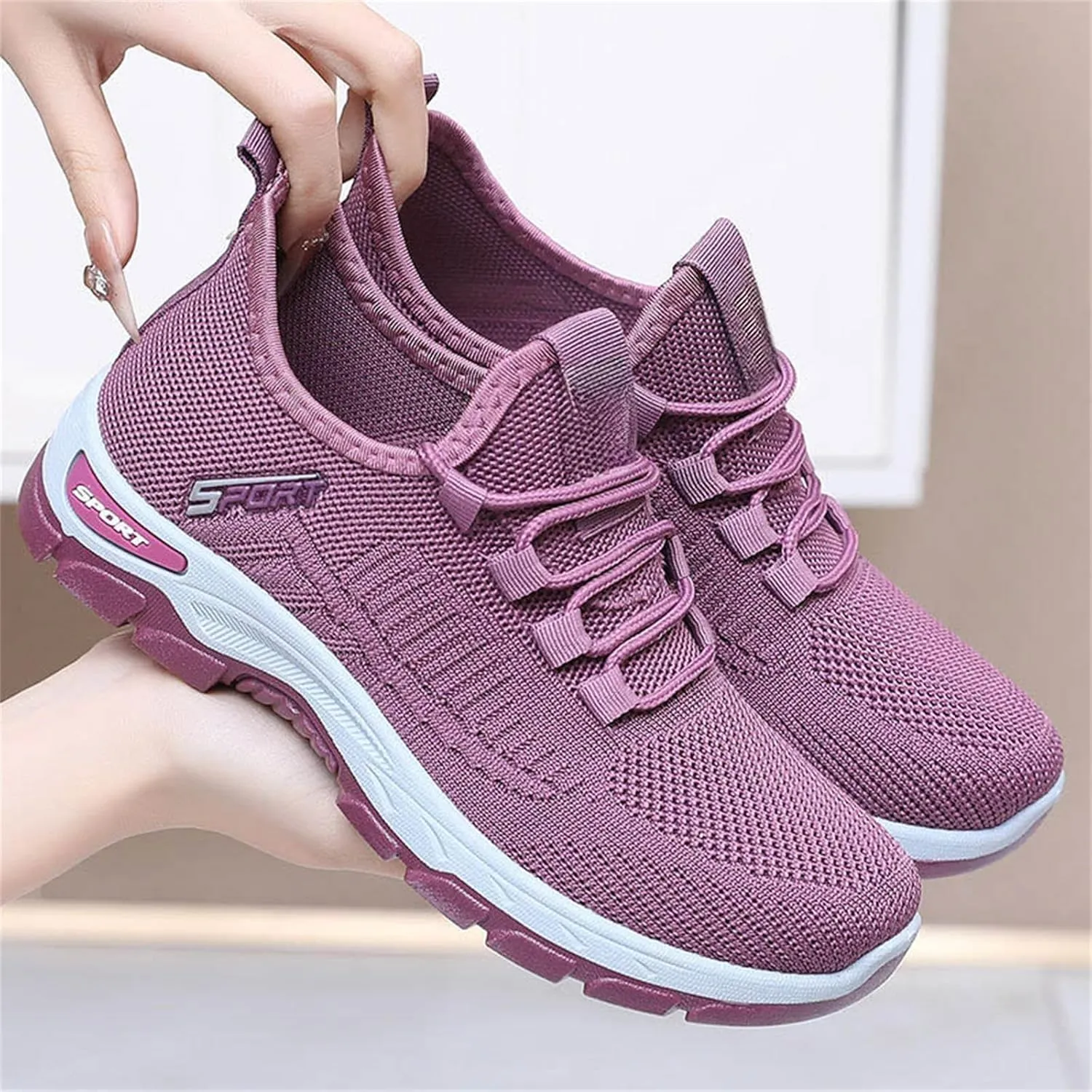 Women's Mesh Slip on Sneakers Lightweight Breathable Wide Width Walking Shoes Casual Gym Workout Tennis Footwear
