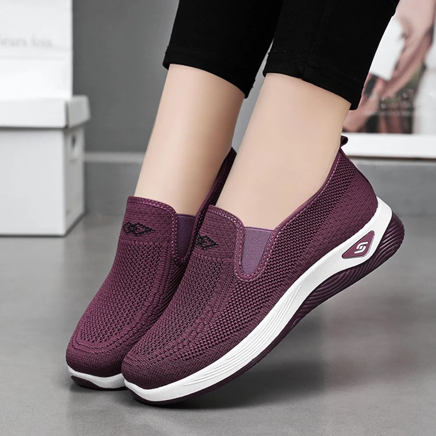 Women's Mesh Slip On Walking Shoes Fashion Sneaker Athletic Shoe Casual Comfortable Loafer Tennis Workout Sneakers