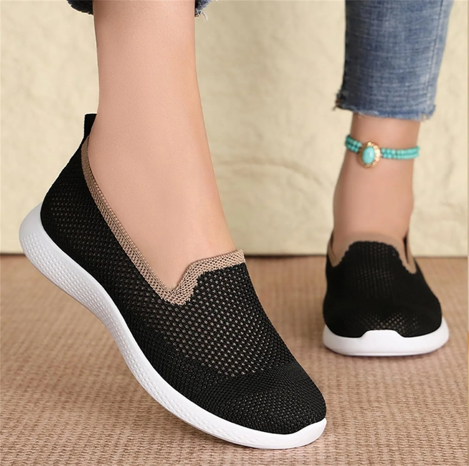 Womens Mesh Wedge Orthopedic Sneakers Comfor Lace Up Non Slip Casual Walking Shoes for Outdoor Sport Travel Hiking