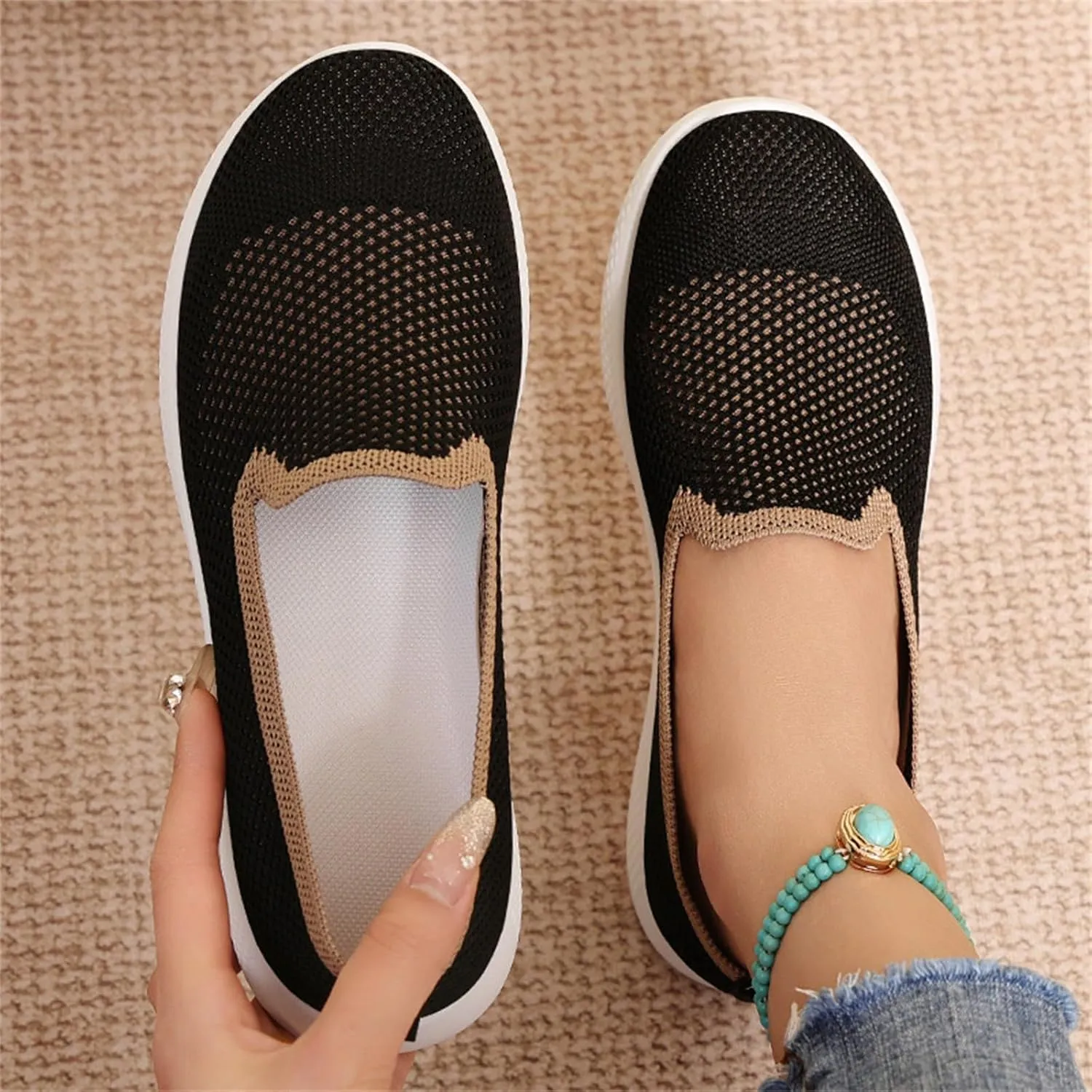 Womens Mesh Wedge Orthopedic Sneakers Comfor Lace Up Non Slip Casual Walking Shoes for Outdoor Sport Travel Hiking
