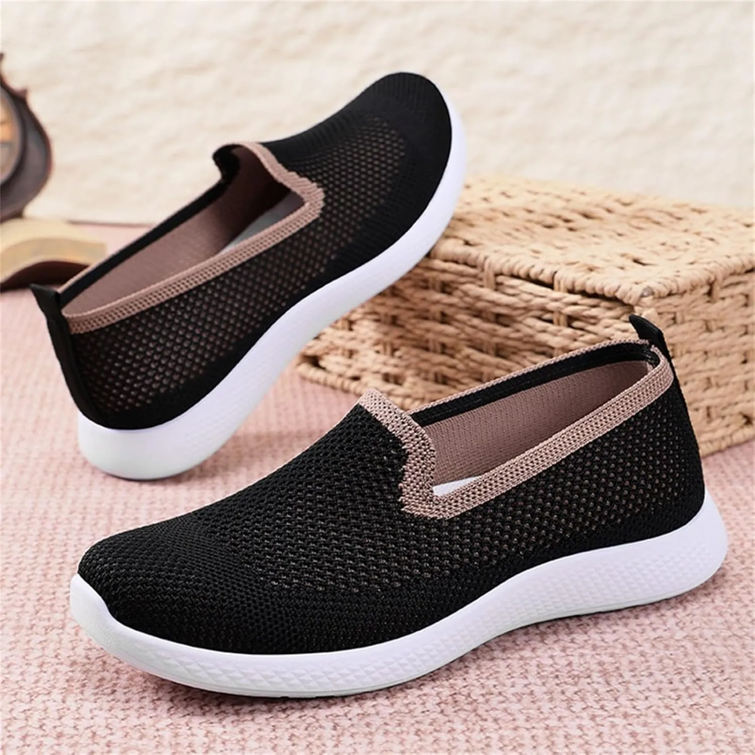 Womens Mesh Wedge Orthopedic Sneakers Comfor Lace Up Non Slip Casual Walking Shoes for Outdoor Sport Travel Hiking