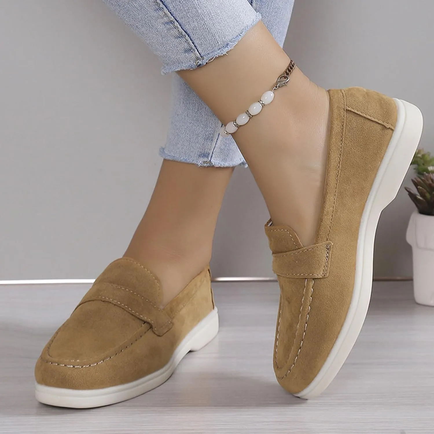Womens Penny-Loafer Shoes 2025 Summer Loafers Fashion Comfortable Shoes Dressy Walking Flats for Casual and Business